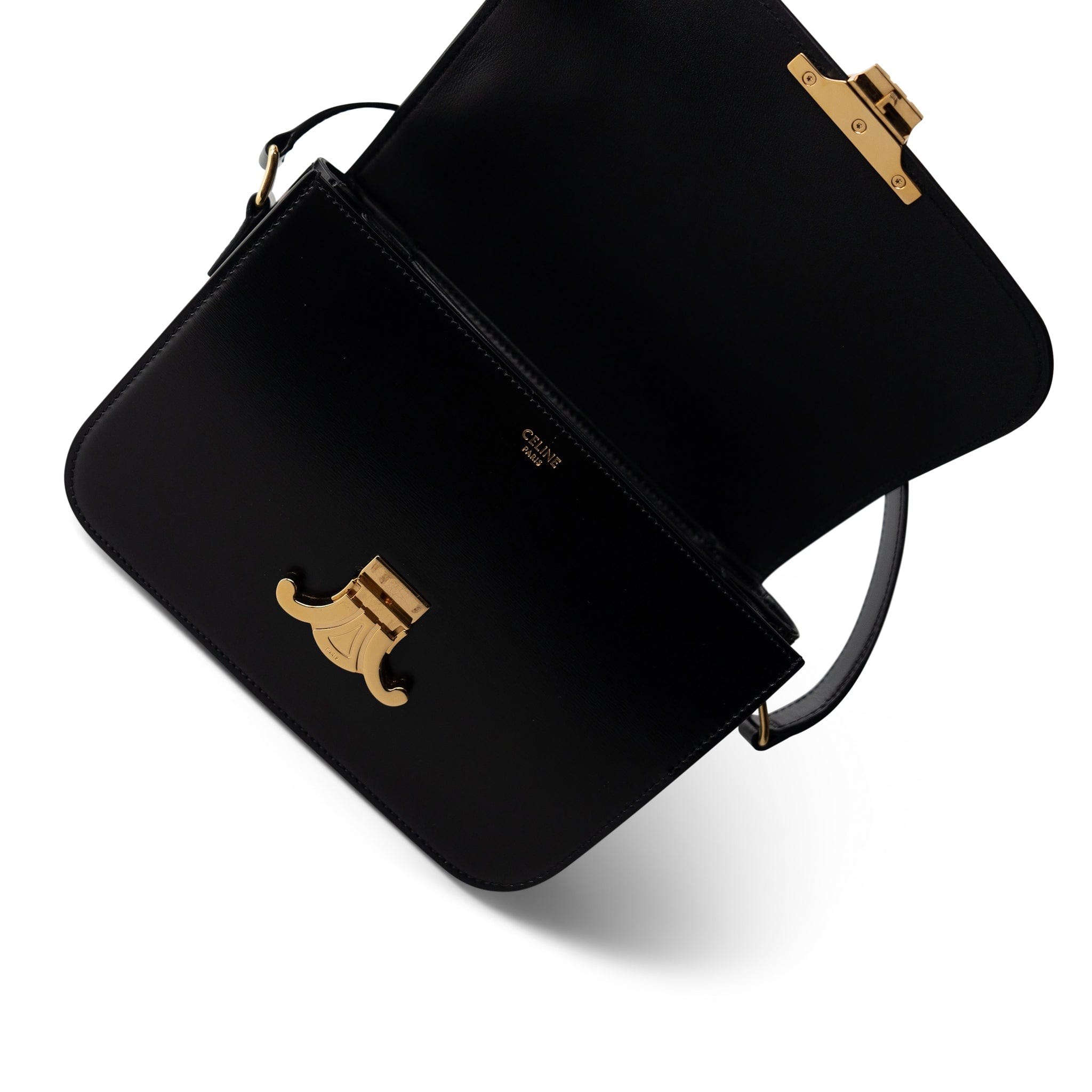 Celine Celine Triomph Black Shiny Calfskin Gold Hardware -Knockoff
