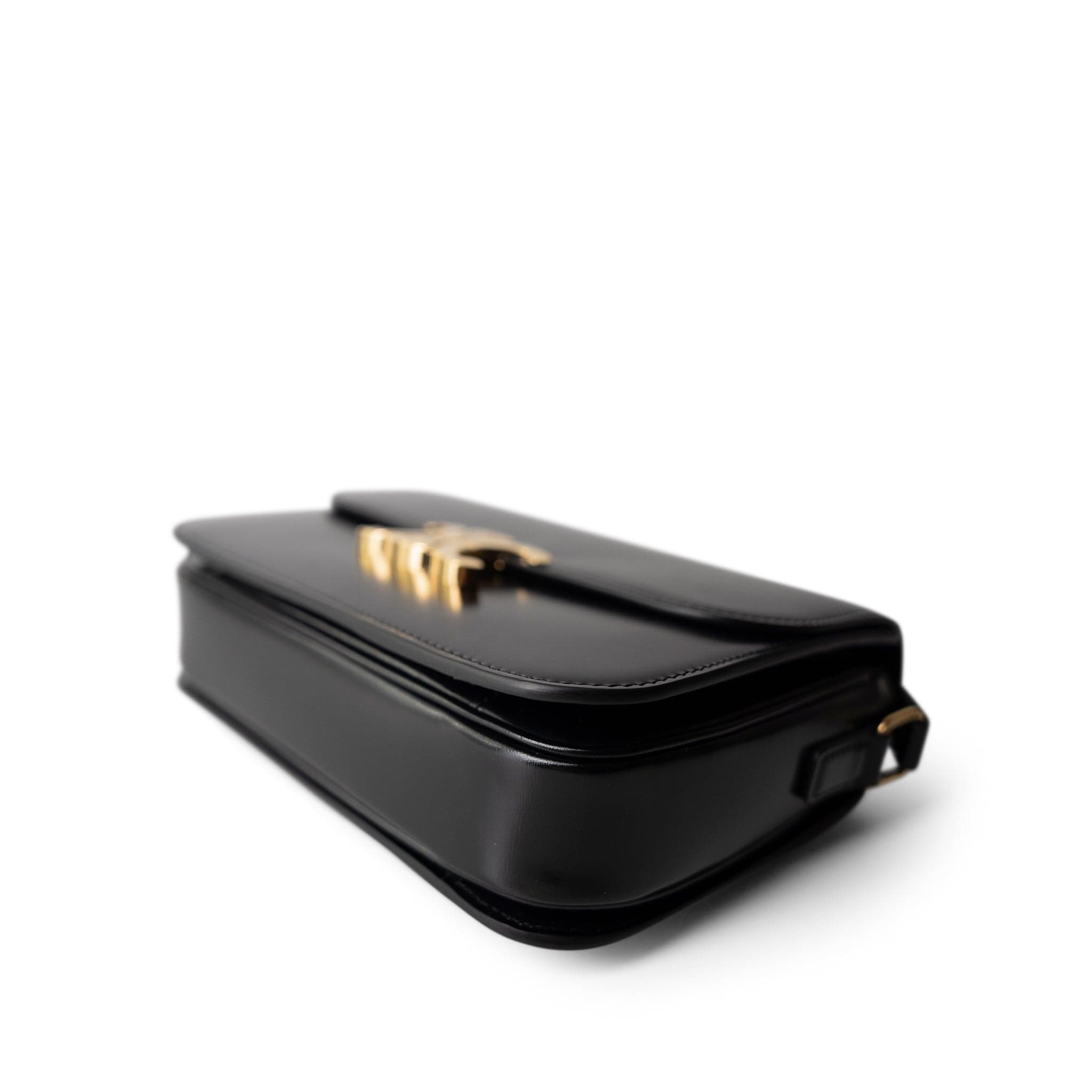 Celine Celine Triomph Black Shiny Calfskin Gold Hardware -Knockoff
