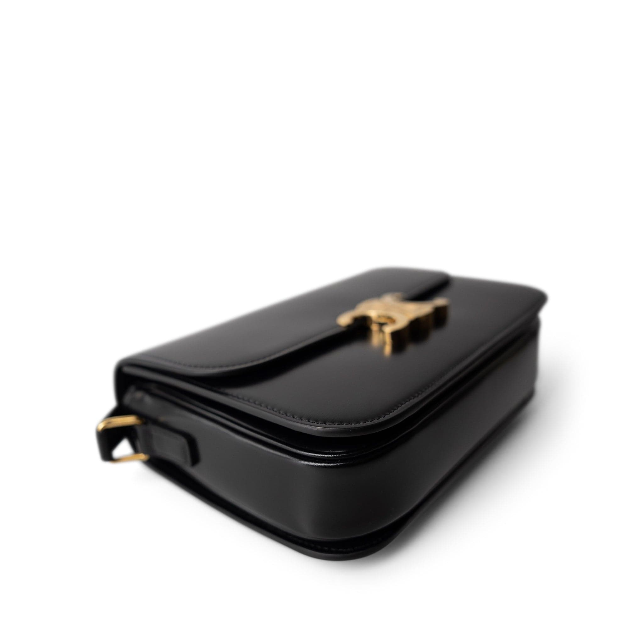 Celine Celine Triomph Black Shiny Calfskin Gold Hardware -Knockoff
