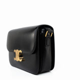 Celine Handbag Black Celine Triomph Black Shiny Calfskin Bag -Knockoff
