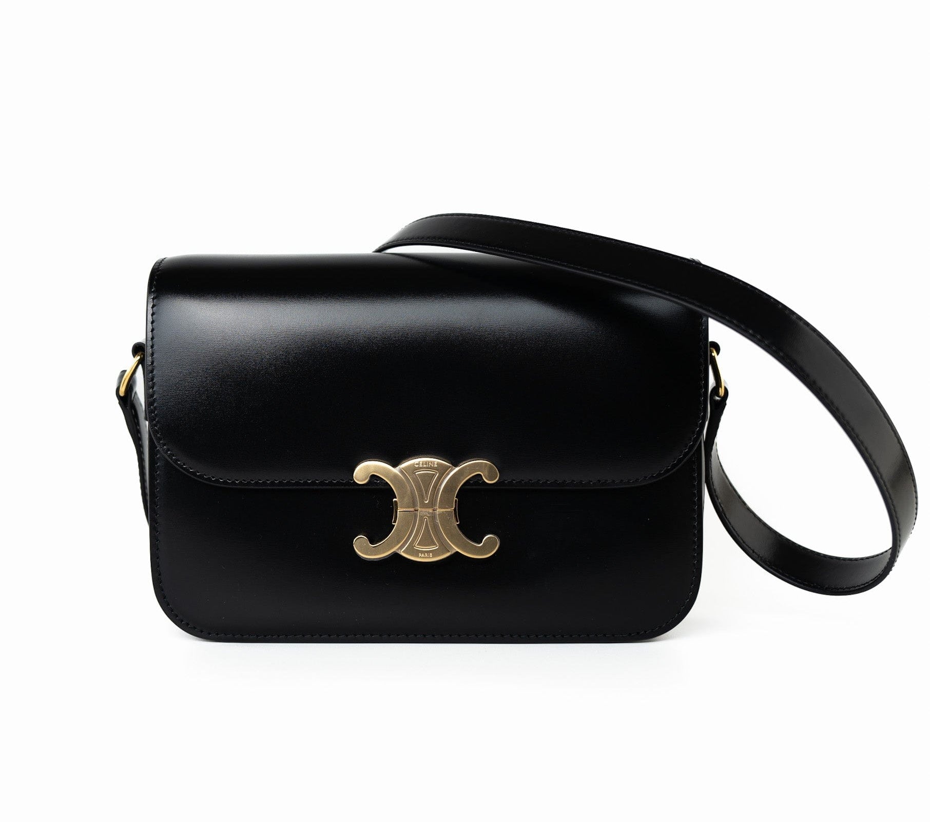 Celine Handbag Celine Triomph Black Shiny Calfskin Bag -Knockoff
