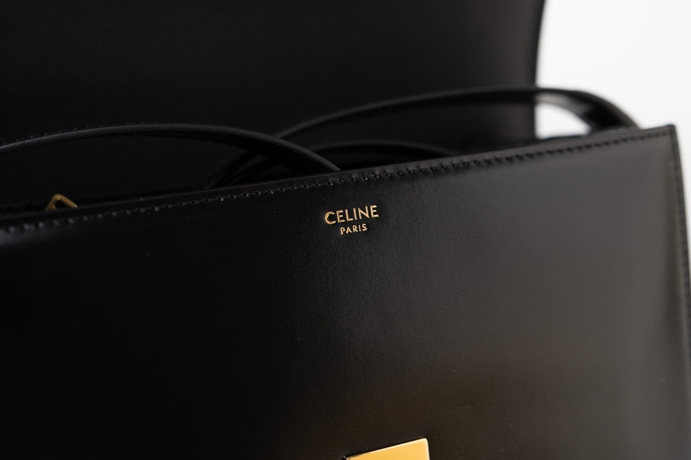 Celine Handbag Celine Triomph Black Shiny Calfskin Bag -Knockoff
