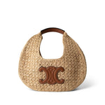 Celine Handbag Tan Celine Panier Hobo Bag Raffia and Calfskin -Knockoff
