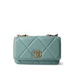 CHANEL 19C Tiffany Blue Lambskin Quilted 19 Wallet on Chain Mixed Hardware -Knockoff
