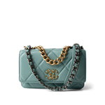 CHANEL 19C Tiffany Blue Lambskin Quilted 19 Wallet on Chain Mixed Hardware -Knockoff
