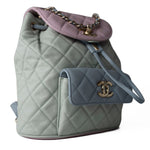 CHANEL Backpack 20C Duma Goatskin Quilted Drawstring Backpack Green Blue Pink -Knockoff
