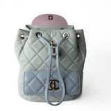 CHANEL Backpack 20C Duma Goatskin Quilted Drawstring Backpack Green Blue Pink -Knockoff
