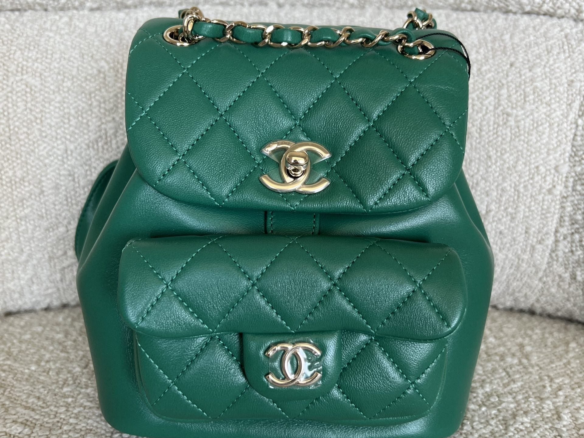 CHANEL Backpack 22A Green Leather Duma Backpack Small LGHW -Knockoff
