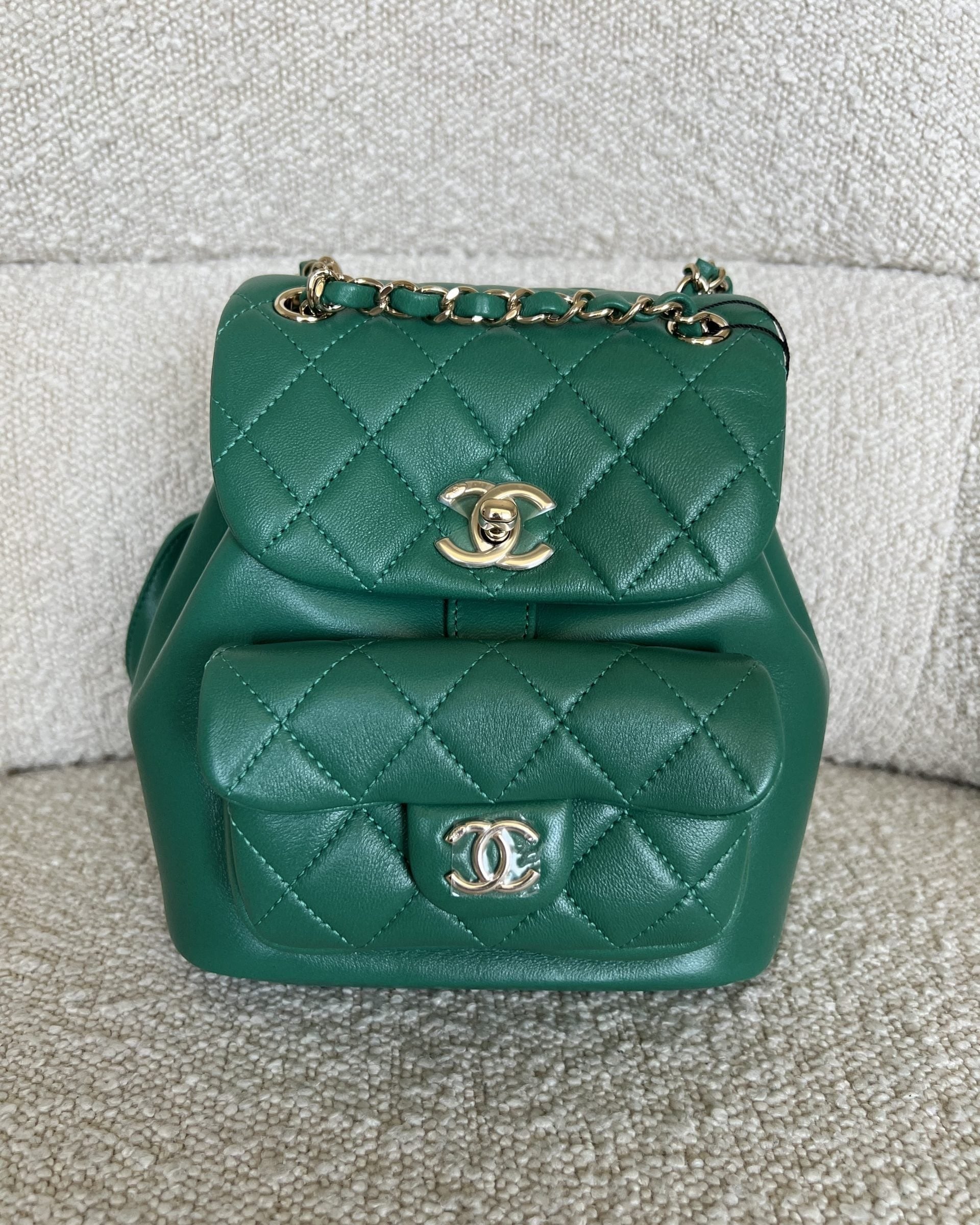 CHANEL Backpack 22A Green Leather Duma Backpack Small LGHW -Knockoff
