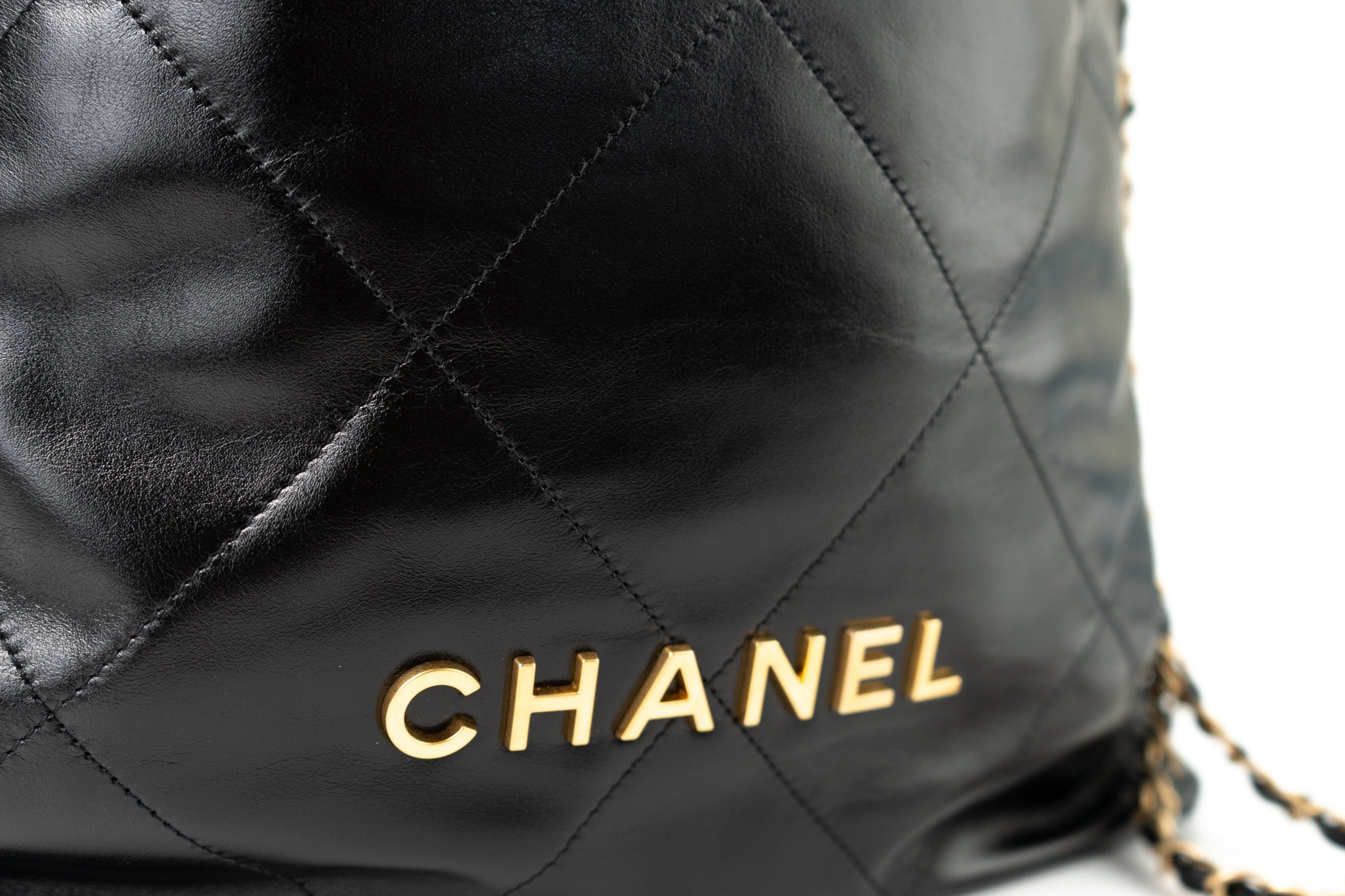 CHANEL Backpack 22S Black Calfskin 22 Backpack Aged Gold Hardware -Knockoff
