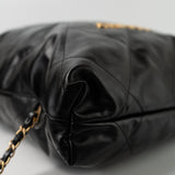 CHANEL Backpack 22S Black Calfskin 22 Backpack Aged Gold Hardware -Knockoff
