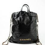 CHANEL Backpack 22S Black Calfskin 22 Backpack Aged Gold Hardware -Knockoff
