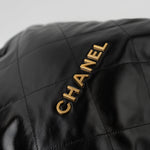 CHANEL Backpack 22S Black Calfskin 22 Backpack Aged Gold Hardware -Knockoff
