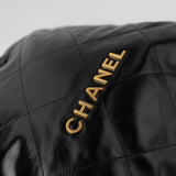 CHANEL Backpack 22S Black Calfskin 22 Backpack Aged Gold Hardware -Knockoff
