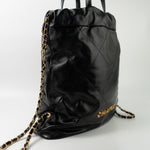 CHANEL Backpack 22S Black Calfskin 22 Backpack Aged Gold Hardware -Knockoff
