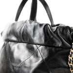 CHANEL Backpack 22S Black Calfskin 22 Backpack Aged Gold Hardware -Knockoff
