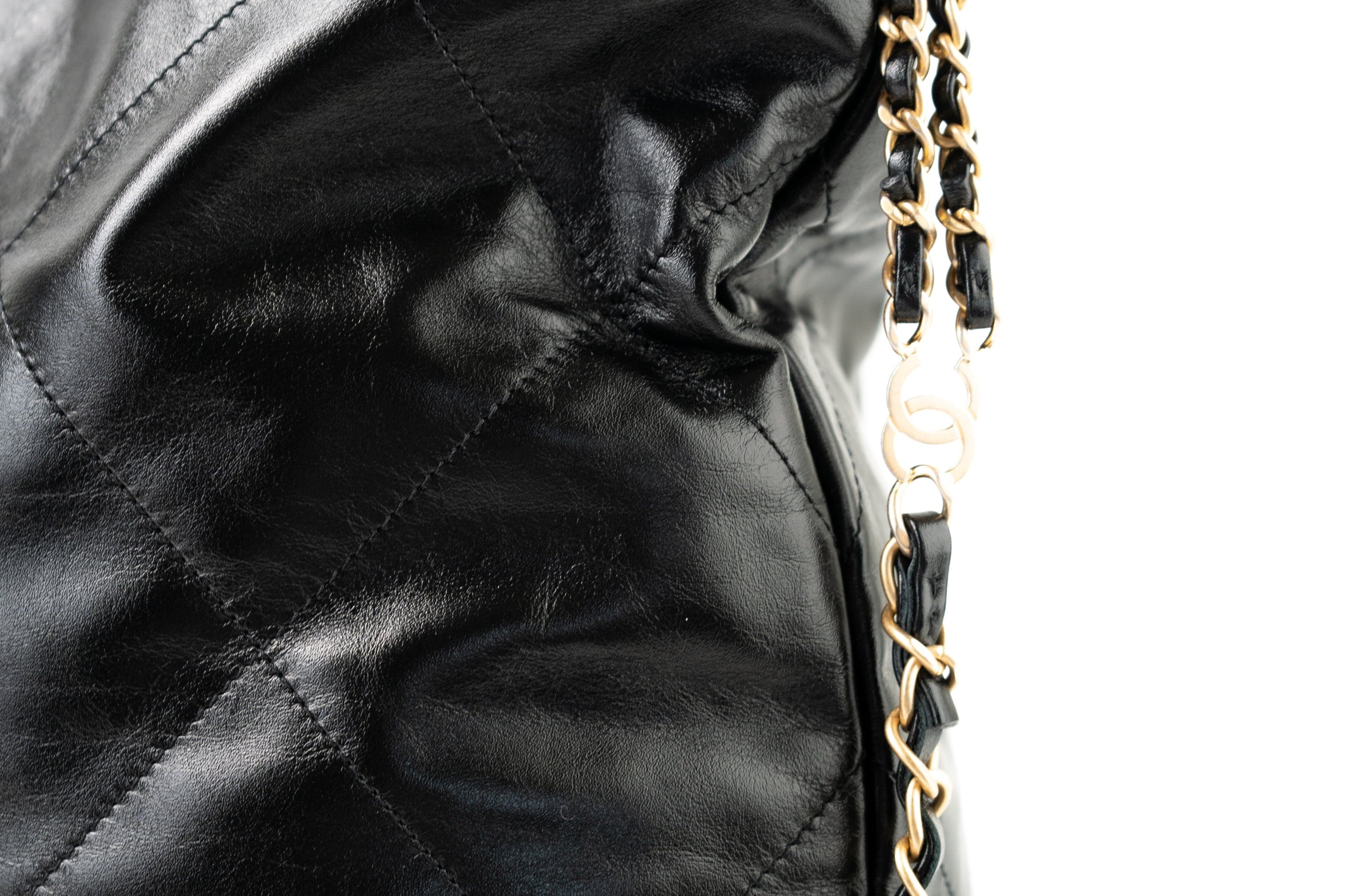 CHANEL Backpack 22S Black Calfskin 22 Backpack Aged Gold Hardware -Knockoff
