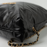 CHANEL Backpack 22S Black Calfskin 22 Backpack Aged Gold Hardware -Knockoff
