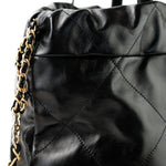 CHANEL Backpack 22S Black Calfskin 22 Backpack Aged Gold Hardware -Knockoff
