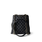 CHANEL Backpack Black 23A Black Lambskin Quilted Duma Back Pack Light Gold Hardware -Knockoff
