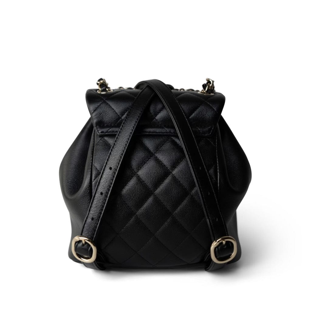 CHANEL Backpack Black 24P Duma Backpack Small Black Light Gold Hardware -Knockoff
