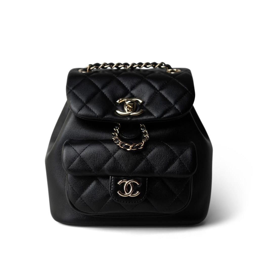 CHANEL Backpack Black 24P Duma Backpack Small Black Light Gold Hardware -Knockoff
