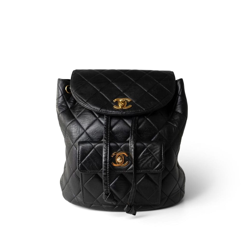 CHANEL Backpack Black Chanel Vintage Black Leather Duma Backpack GHW -Knockoff
