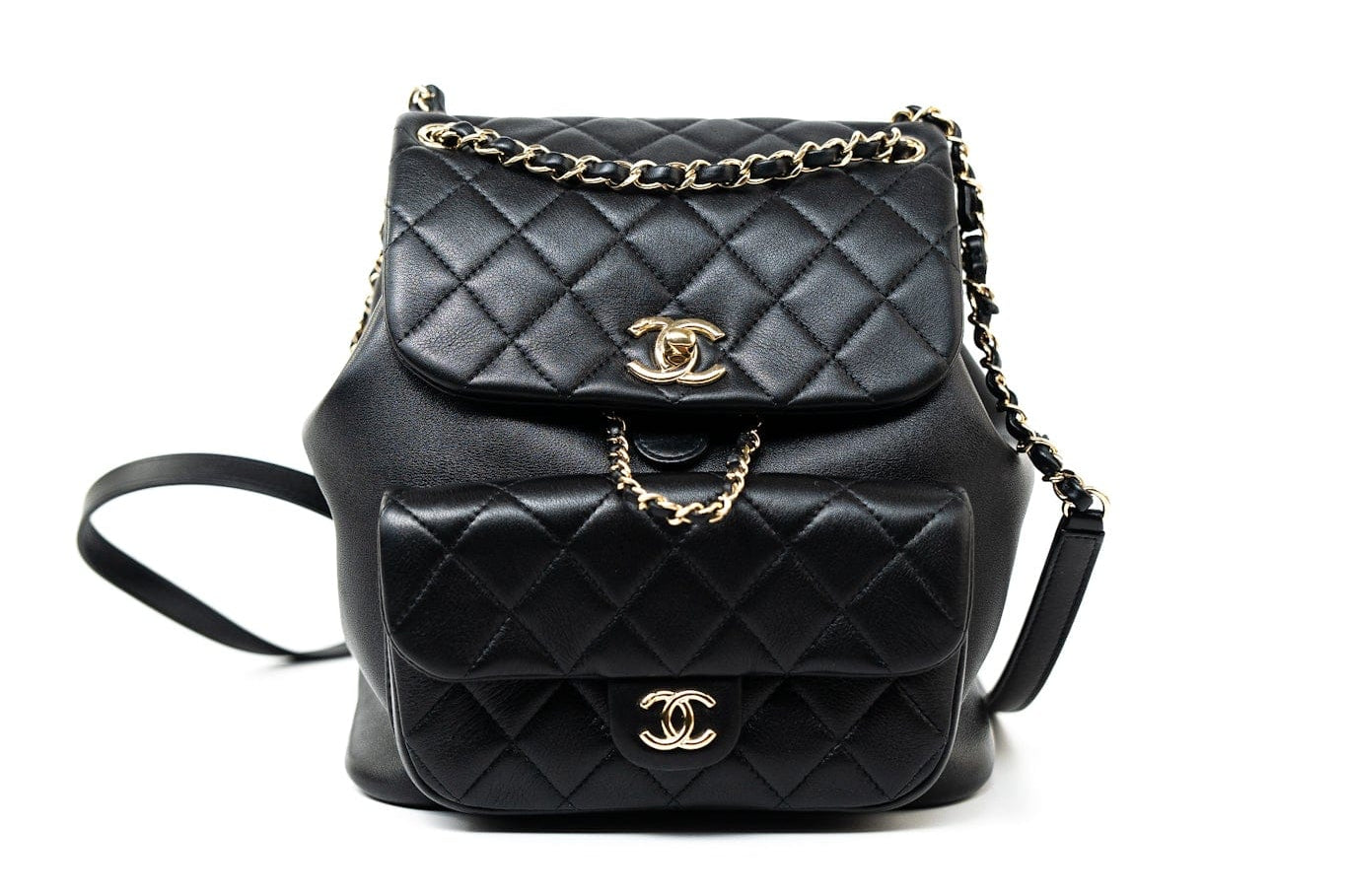 CHANEL Backpack Duma Backpack Large Black Lambskin Quilted -Knockoff
