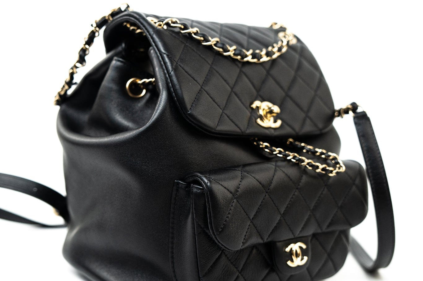 CHANEL Backpack Duma Backpack Large Black Lambskin Quilted -Knockoff
