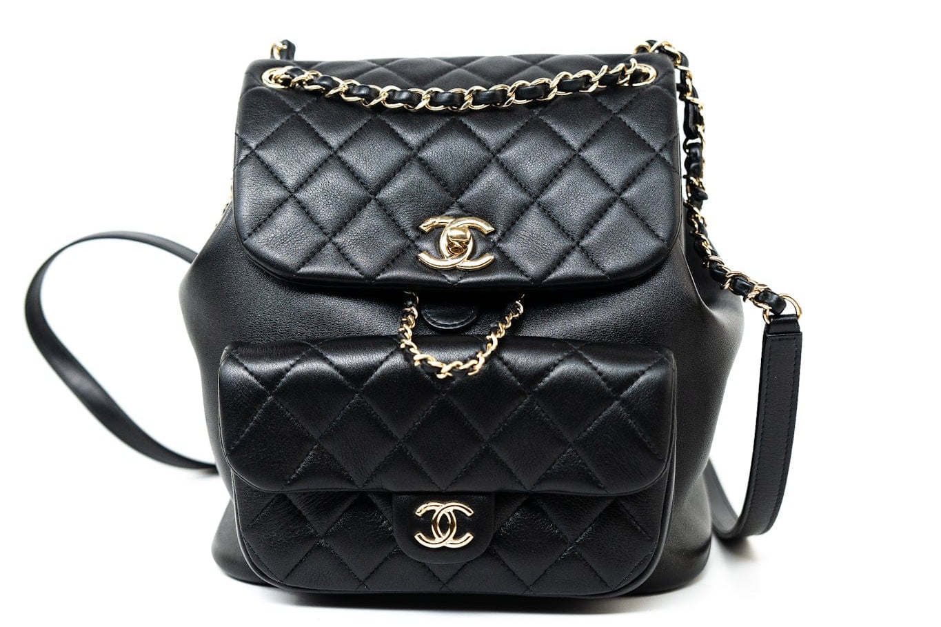 CHANEL Backpack Duma Backpack Large Black Lambskin Quilted -Knockoff
