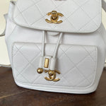 CHANEL Backpack White Caviar Quilted BackPack w/ Aged Gold Hardware -Knockoff
