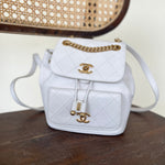 CHANEL Backpack White Caviar Quilted BackPack w/ Aged Gold Hardware -Knockoff
