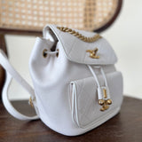 CHANEL Backpack White Caviar Quilted BackPack w/ Aged Gold Hardware -Knockoff
