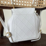 CHANEL Backpack White Caviar Quilted BackPack w/ Aged Gold Hardware -Knockoff
