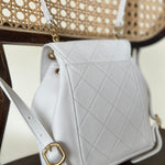 CHANEL Backpack White Caviar Quilted BackPack w/ Aged Gold Hardware -Knockoff
