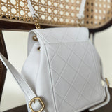 CHANEL Backpack White Caviar Quilted BackPack w/ Aged Gold Hardware -Knockoff
