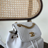 CHANEL Backpack White Caviar Quilted BackPack w/ Aged Gold Hardware -Knockoff
