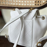 CHANEL Backpack White Caviar Quilted BackPack w/ Aged Gold Hardware -Knockoff
