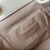 CHANEL Backpack White Caviar Quilted BackPack w/ Aged Gold Hardware -Knockoff
