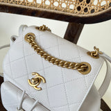 CHANEL Backpack White Caviar Quilted BackPack w/ Aged Gold Hardware -Knockoff
