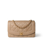 CHANEL Beige Diana Flap Beige Lambskin Quilted Medium Gold Hardware -Knockoff
