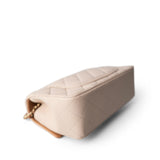 CHANEL Beige Light Beige / Beige Lambskin Quilted Mini Top Handle Light Gold Hardware -Knockoff
