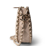 CHANEL Beige Light Beige Small Lambskin Quilted Hobo Bag -Knockoff
