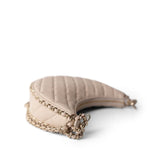 CHANEL Beige Light Beige Small Lambskin Quilted Hobo Bag -Knockoff
