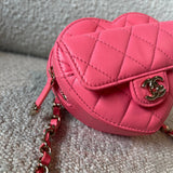 CHANEL Belt Bag 22S CC In Love Heart Zipped Pink Lambskin Quilted Belt Bag LGHW -Knockoff
