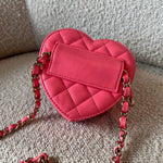 CHANEL Belt Bag 22S CC In Love Heart Zipped Pink Lambskin Quilted Belt Bag LGHW -Knockoff
