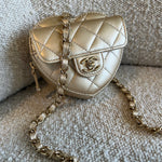 CHANEL Belt Bag 22S CC In Love Metallic Gold Lambskin Heart Zipped Belt Bag LGHW -Knockoff
