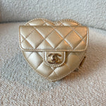 CHANEL Belt Bag 22S CC In Love Metallic Gold Lambskin Heart Zipped Belt Bag LGHW -Knockoff
