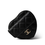 CHANEL Belt Bag Black 22S CC In Love Heart Zipped Black Lambskin Quilted Belt Bag LGHW -Knockoff
