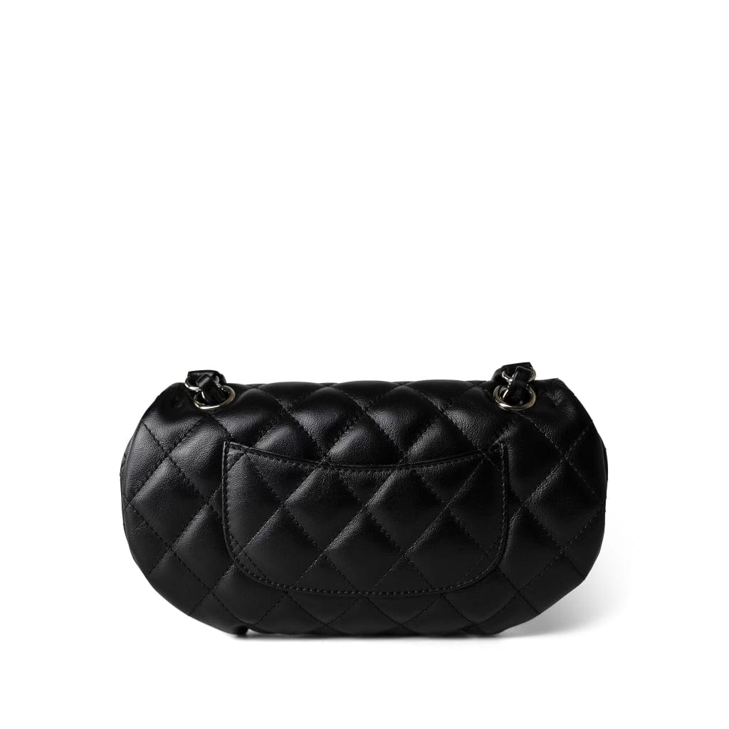 CHANEL Belt Bag Black Black Calfskin Quilted CC Uniform Flap Belt Bag Silver Hardware -Knockoff
